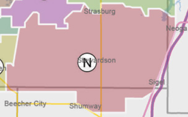 map graphic of the Neoga substation